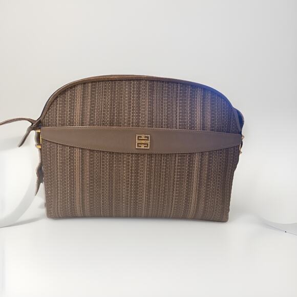 Givenchy, Rare, Collectible, Crossbody, Brown, Taupe W/Leather Trim, 4G Logo - Picture 1 of 16
